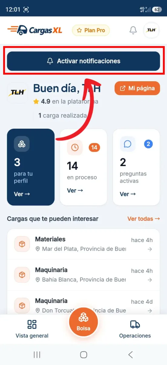 Paso 6: Tocá “Activar notificaciones”
