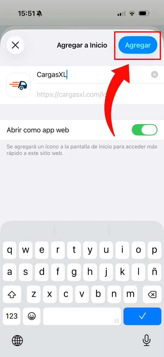 Paso 5: Tocá “Agregar”